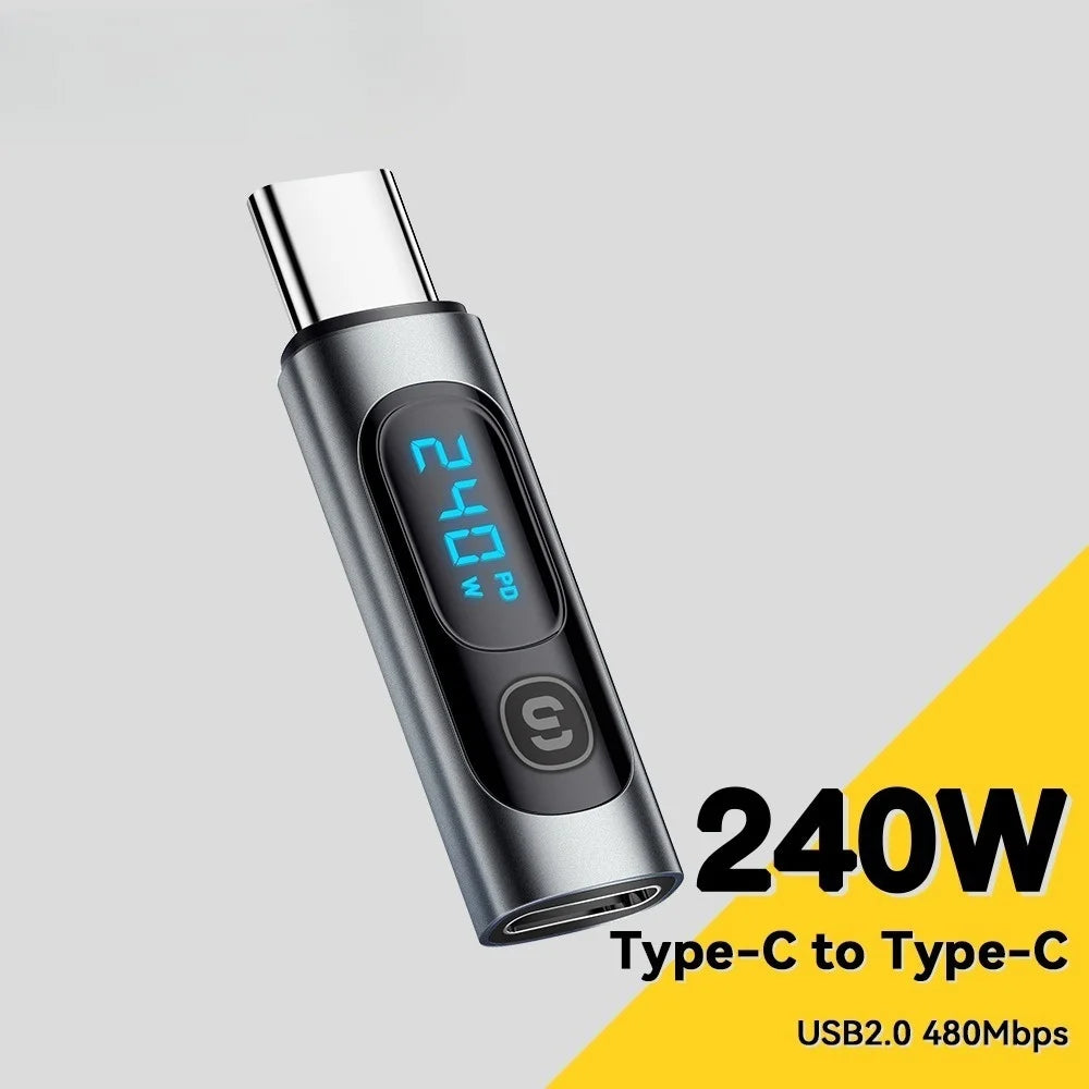 PD to USB C 240W OTG Adapter Fast Charging with Digital Display 480Mbps Data Transfer OTG Connector for iPhone Macbook Samsung Qme