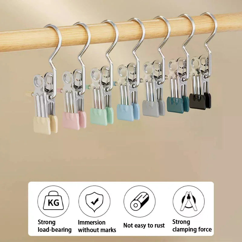 Stainless Steel Clothes Hangers With Clips Hanging Underwear Socks And Stockings 10pcs Qme