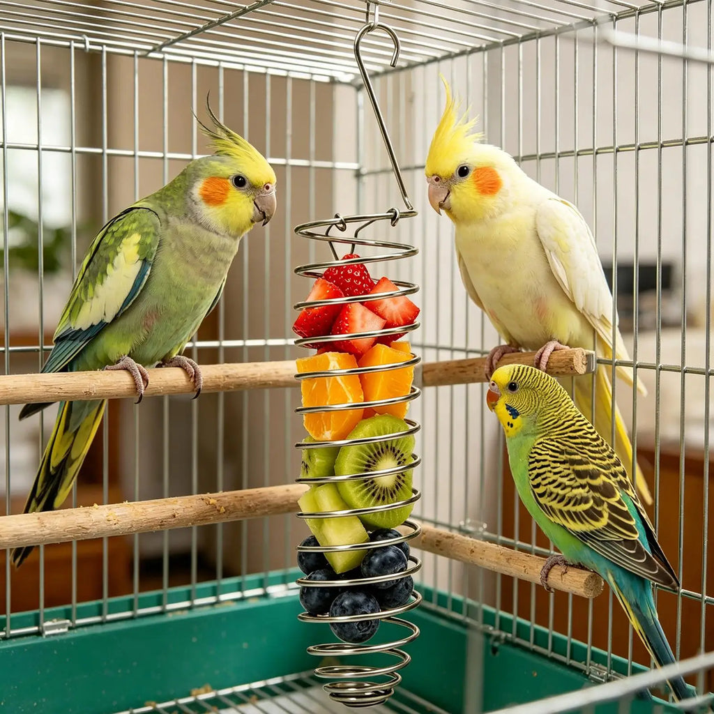 Millet Holder Foraging Fruits Veggies Treat Dispenser Bird Bowls for Cage for Parakeet Cockatiel Parrot Conure Canary Quaker Qme