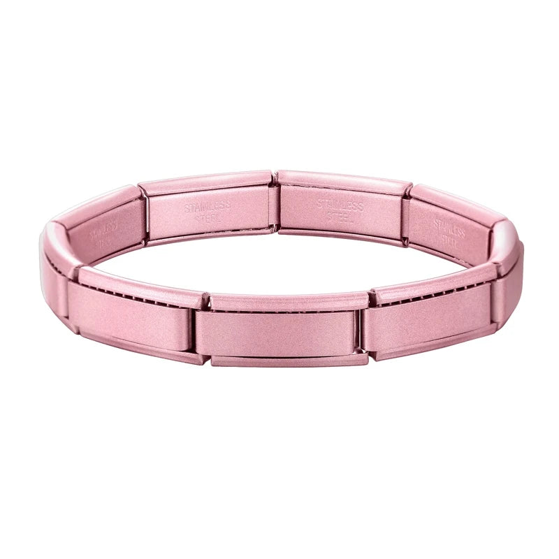 Premium Italian Charm Stainless Steel Bracelets For Women Men 20mm*9mm Width Elastic DIY Modular Bracelet Jewelry Gift Wholesale Qme Style 1