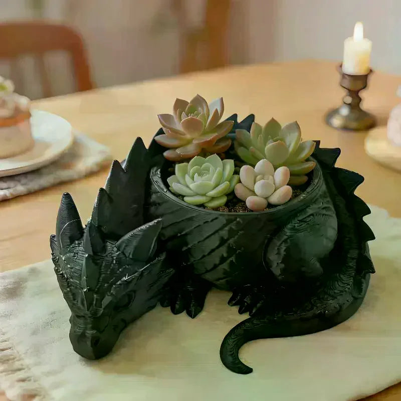 3D Printed Dragon Shaped Plant Pot Plastic Funny Flower Container Handmade Growing Pots Jewelry Storage Tray For Home Decoration Qme