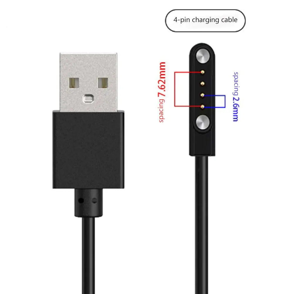 New Smart Watch Charging Cable 4 Pin Magnetic Charger Universal Smart Bracelet Sports Watch 4 Pin Charging Cable 7.62 Pitch Qme
