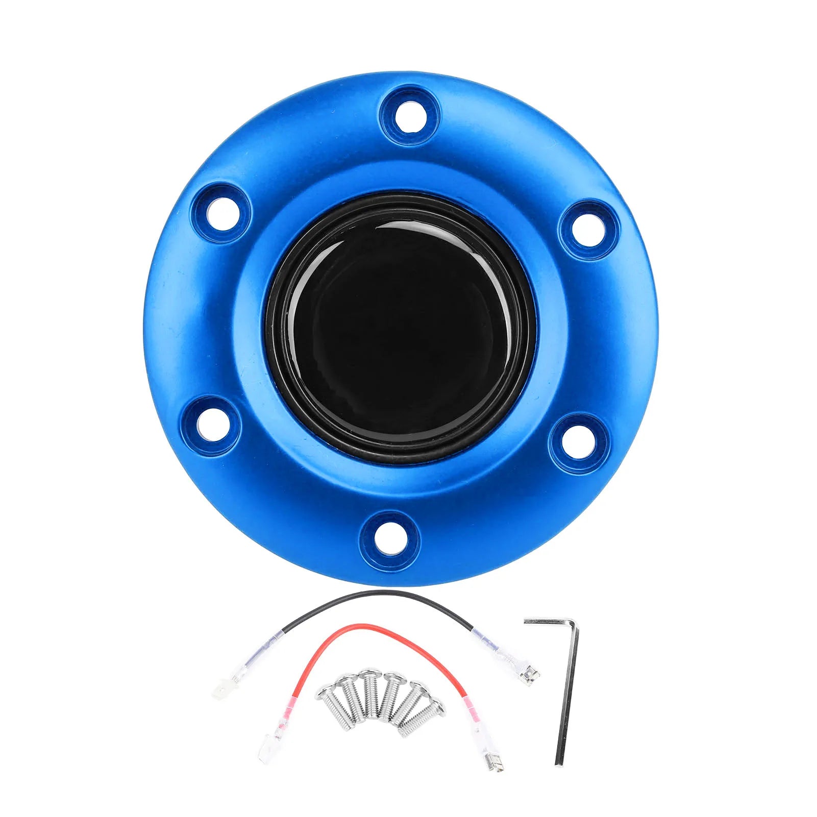 Car Steering Wheel Center Interior Steering Wheel Horn Button for 6 Hole Steering Wheel Steering Wheel Horn Button Qme Blue