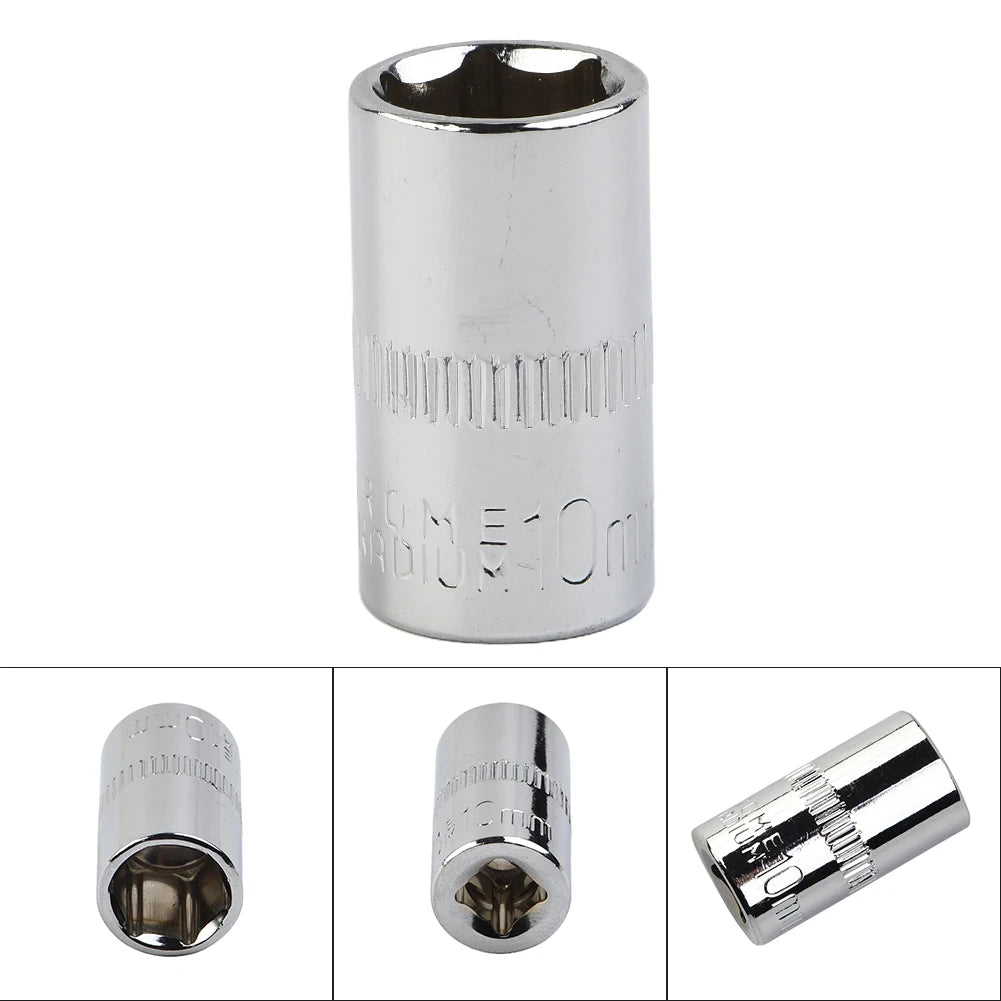 4pcs 1/4Inch Hex Socket Ratchet Wrench Drive Sockets Adapter 10mm Shallow Socket Repair Tool For DIY Automotive Repairs Qme