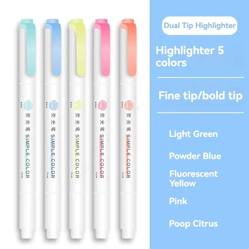 Aesthetic Cute Pastel Double Tips Highlighters Set, 8 pcs, Quick Dry, No Bleed Bible for Bible Study Notes School Office Qme Highlighter
