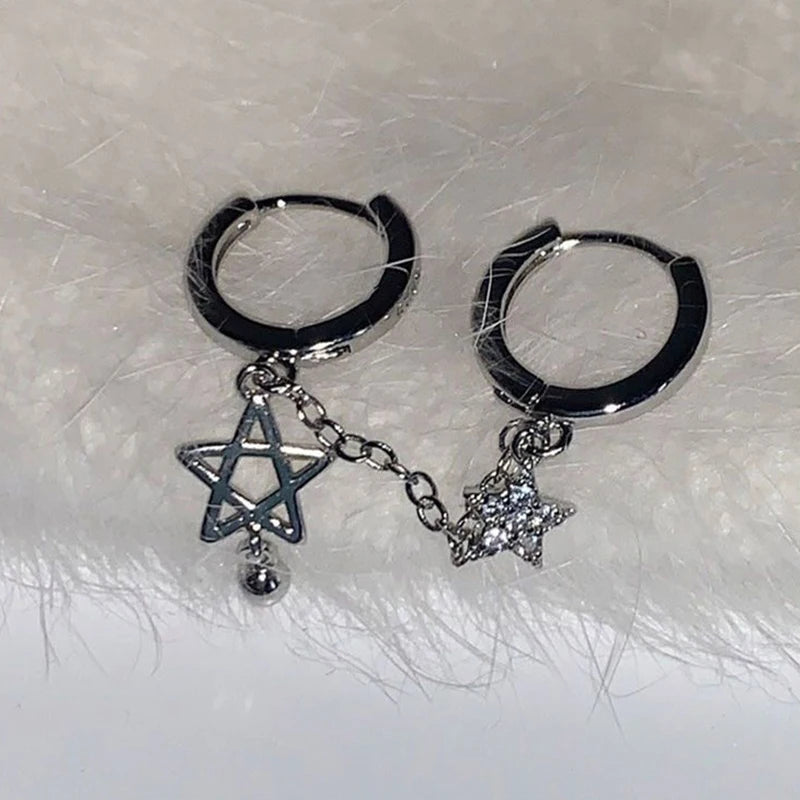 Silver Star Chain Ear Bone Nail Y2K Fashion Hottie Earrings Women Qme