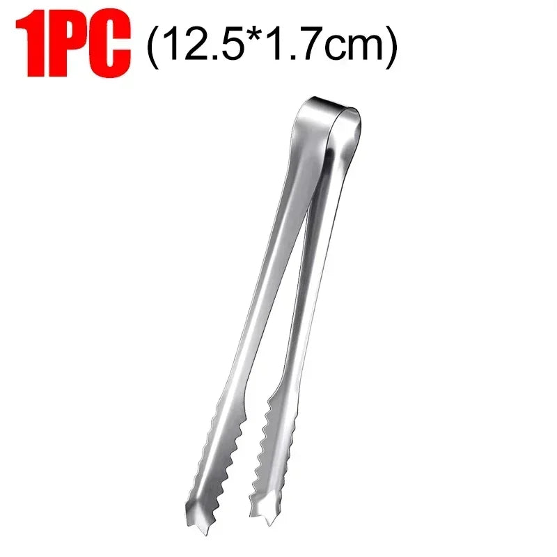 Stainless Steel Ice Tongs Bread Cake Clamps Salad Coffee Sugar Cubes Clips for Restaurant Bar Party Serving Tongs Kitchen Tools Qme 1PC