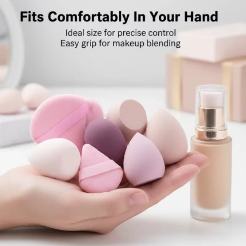14pcs Makeup Sponge Puff Set Velvet Triangel Powder Puff Beauty Egg Mini Finger Cosmetic Puff For Loose Powder Foundation Cream Qme