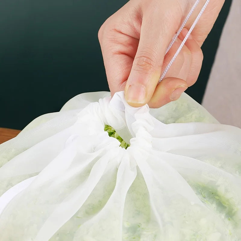 Reusable Vegetable Water Filter Bag Drawstring Food Strainer Squeeze Bag For Dumpling Fruit Cabbage Spinach Dehydration Qme