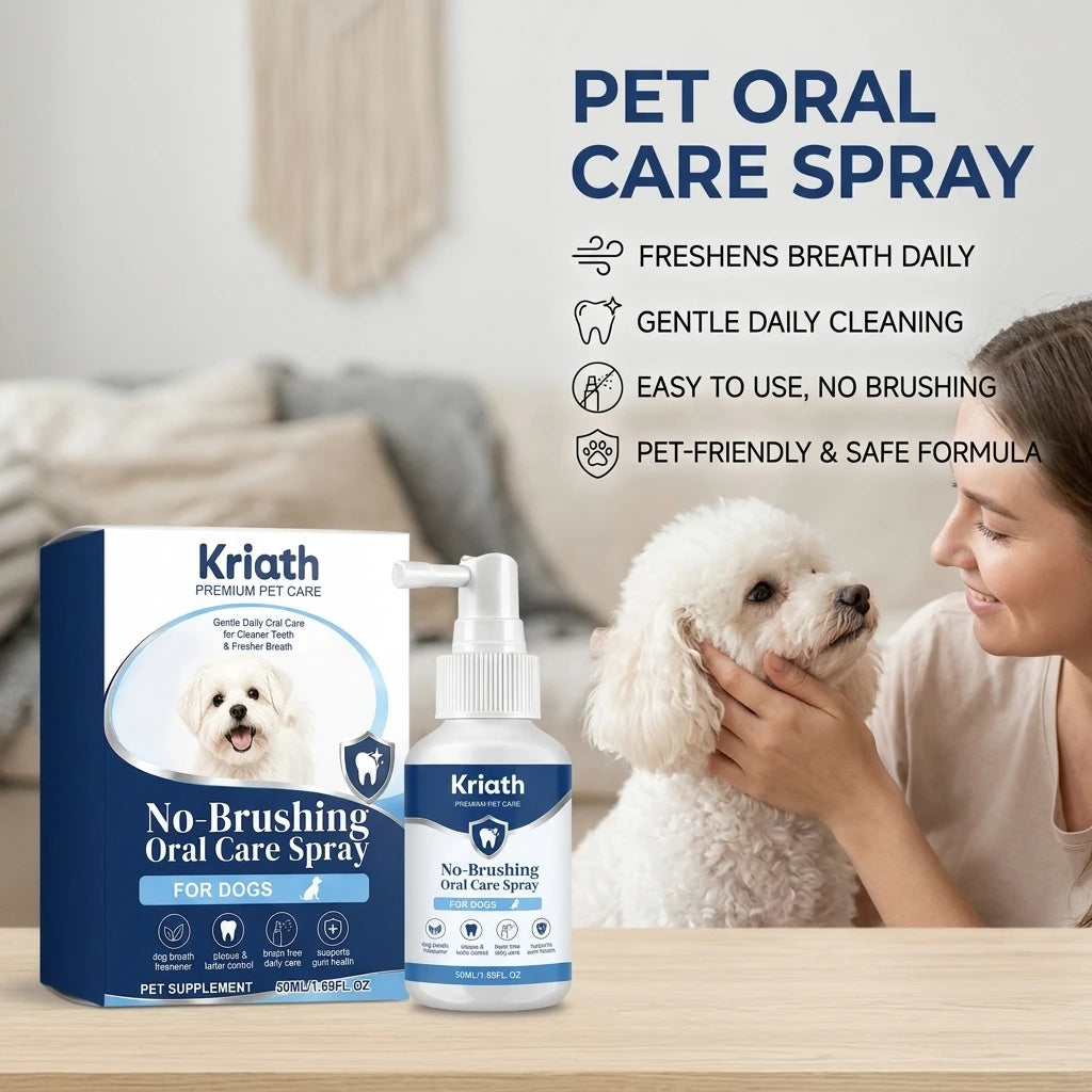Dog Oral Care Spray Reducing Plaque & Tartar Accumulation Eliminating Bad Breath Soothing Gums Daily Pet Dental Cleaning Spray Qme