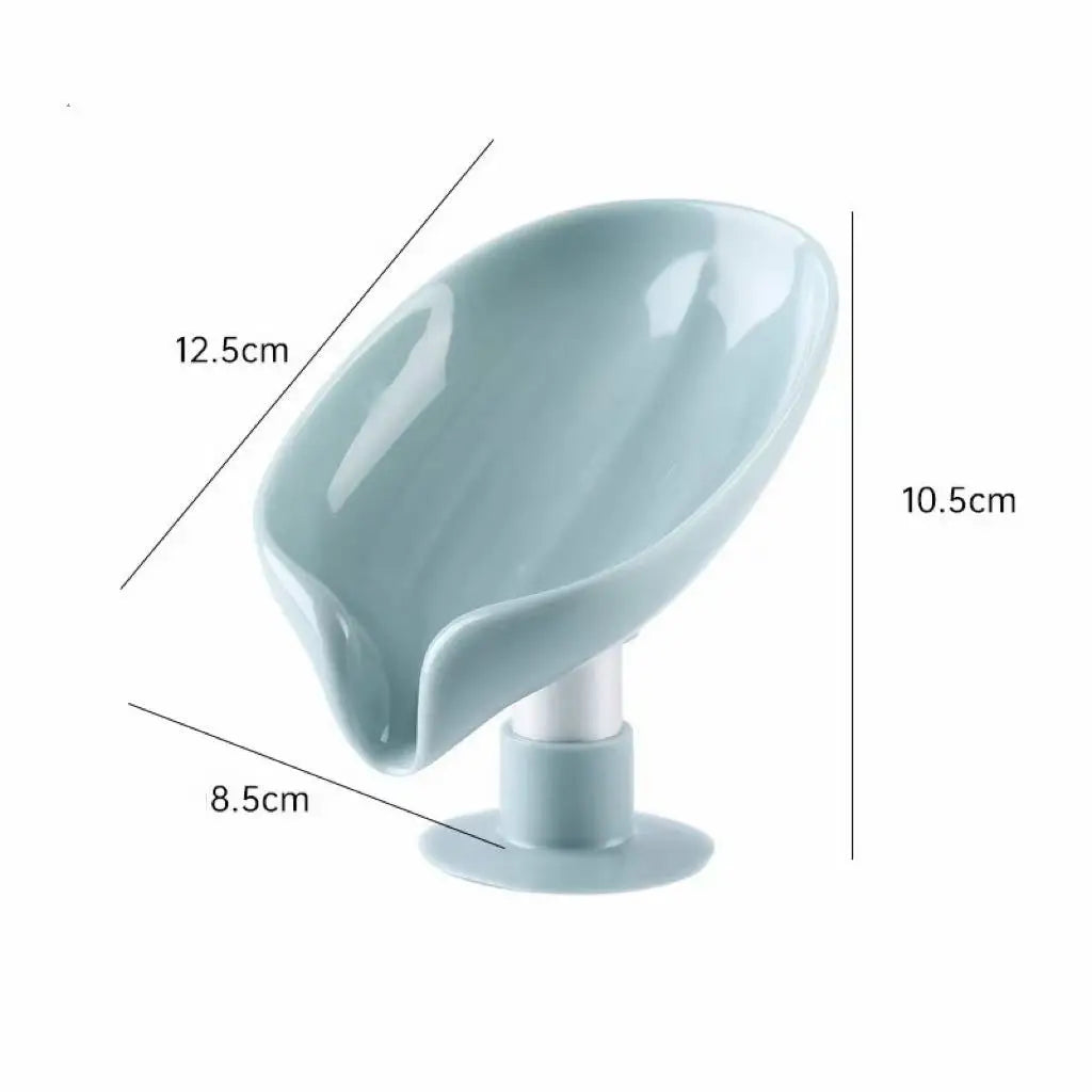 Lotus Leaf Soap Box No Drill Suction Cup Holder Vertical Drainable Qme green M