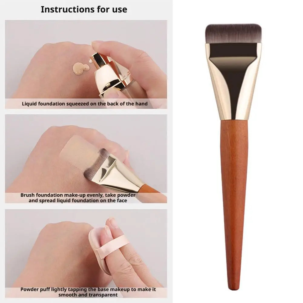 Flat Foundation Brush Liquid Makeup Ultra Thin Face Angled Blending Qme
