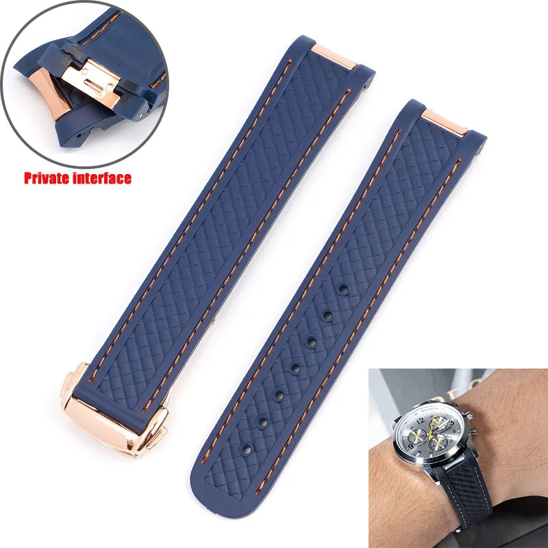 Rubber Watchband For Omega AT150 Seamaster 300 AQUA TERRA Diving watches straps Black Blue Silicone Watch Strap 20mm bracelet Qme