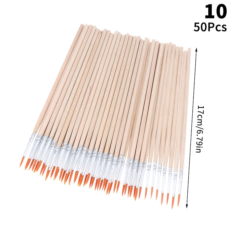 Painting Brushes Art Round Flat Hair Nylon Paint Brush Oil Acrylic Qme 10