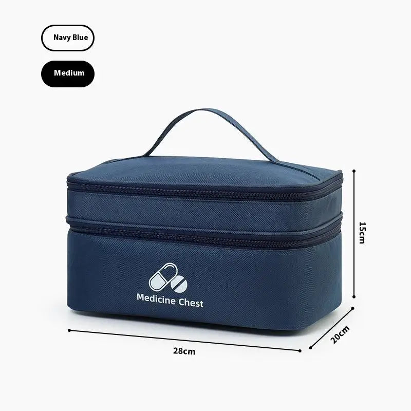 First Aid Home Travel Double Layer Classification Storage Drug Qme M Navy