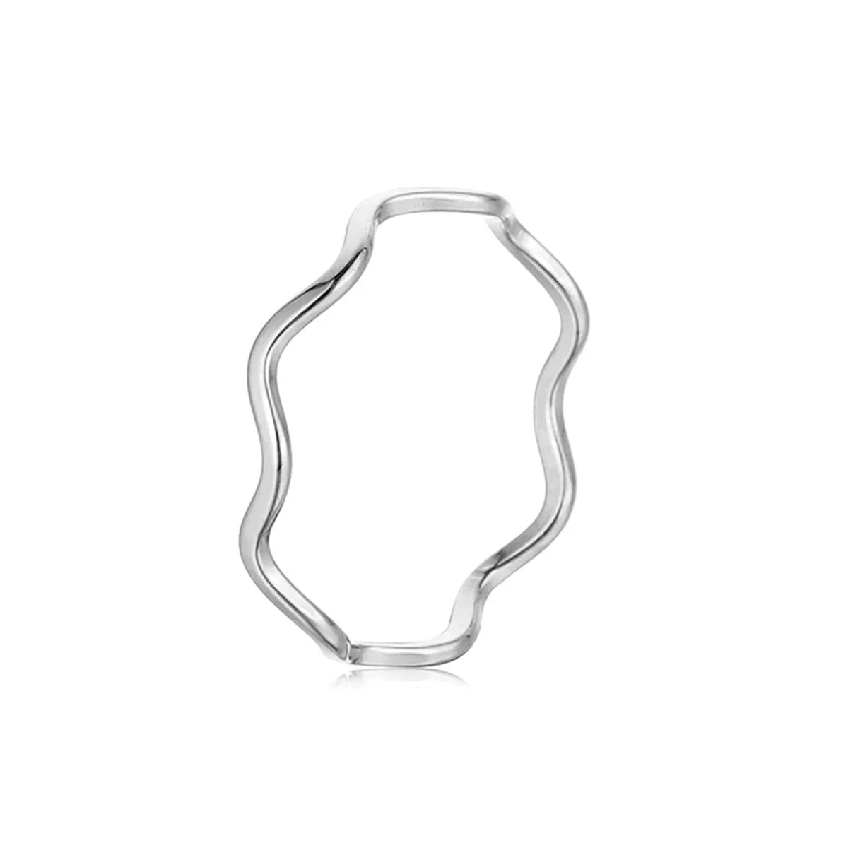 Fashion Simple Wave Ring Stainless Steel Women‘s Vintage Geometric Line Finger Rings Wedding Jewelry Gift for Lover Couple New Qme green 10