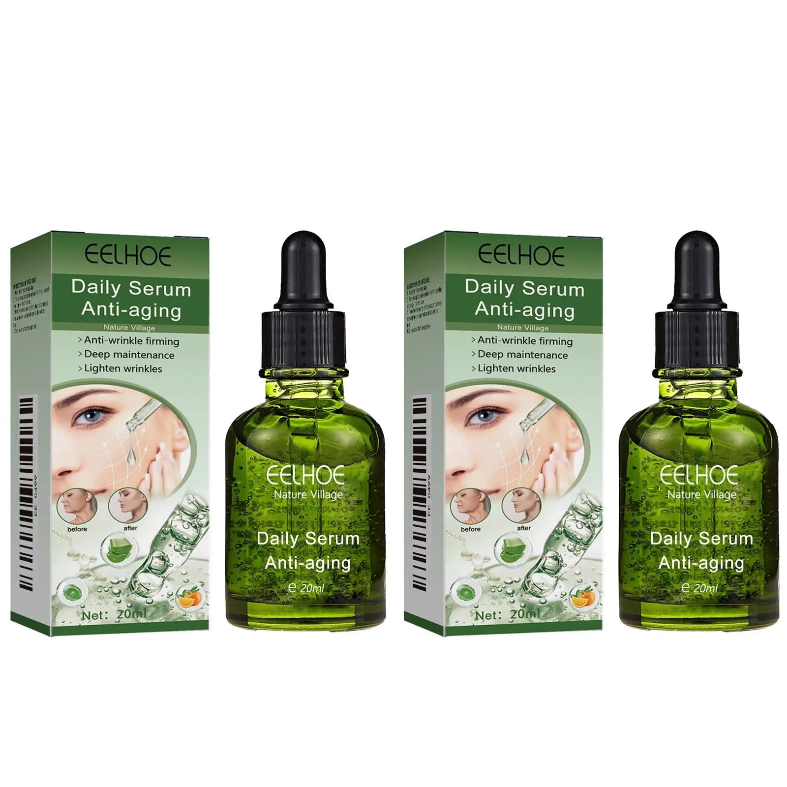 Daily Serum Lifting Firming Skin Fade Fine Line Wrinkles Essence Shrinking Pores Brightening Moisturizing Nourishing Skin Care Qme 2Pcs