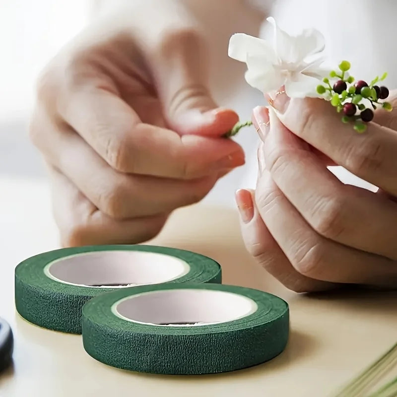 1/10Rolls Green Bouquet Floral Tapes Self-adhesive Stamen Wrapping Paper Tape DIY Flowers Decor for Florist Wedding Party Props Qme