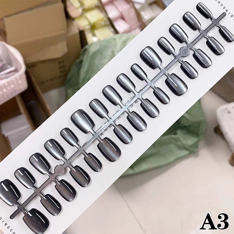 Different Short Press Nails Cat Eyes Decoration Wearable False Full Qme A3