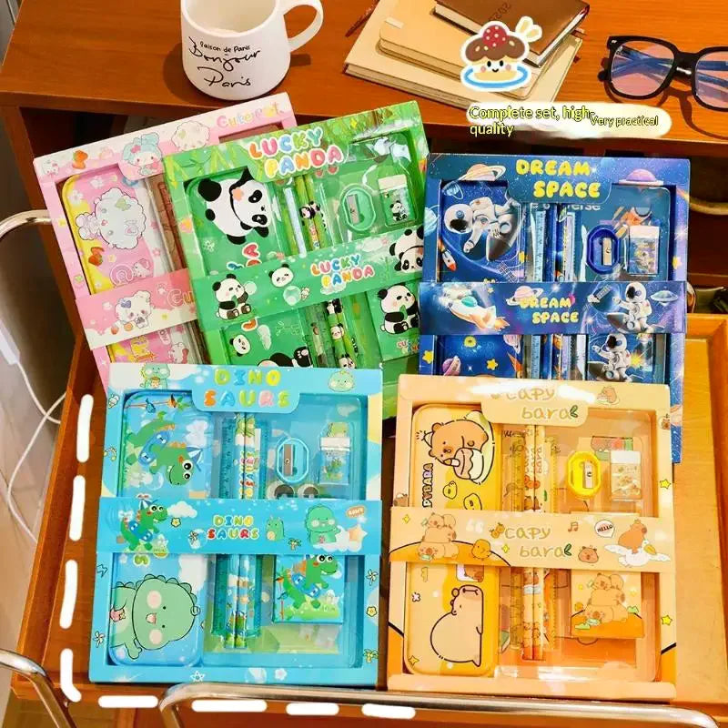 Cute Cartoon Capybara Pencil Ruler Crayon Eraser Stationery Sets Qme