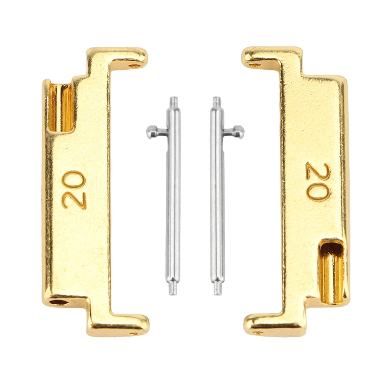 Metal Watch Band Adapter 22mm 1 Pair Metal Watch Band Adapter 20 To 22mm Watch Strap Connection Adapter with Spring Qme GOLD