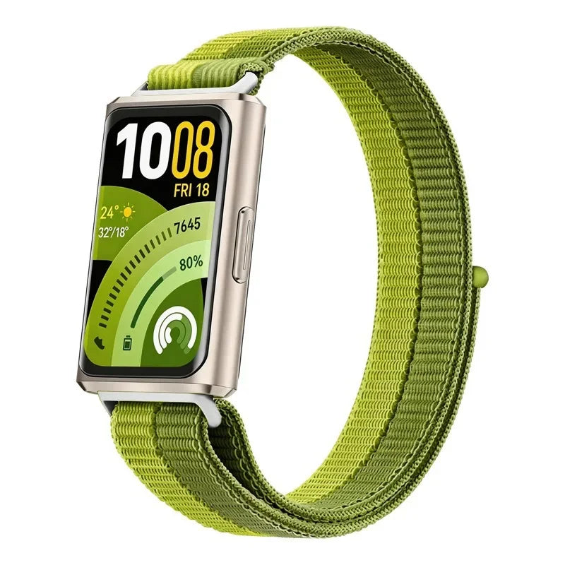 A Stylish Lightweight Nylon Loop Watchband with Exquisite Hardware Stitching Velcro Strap for Huawei Bracelet 11 Series 11 pro Qme