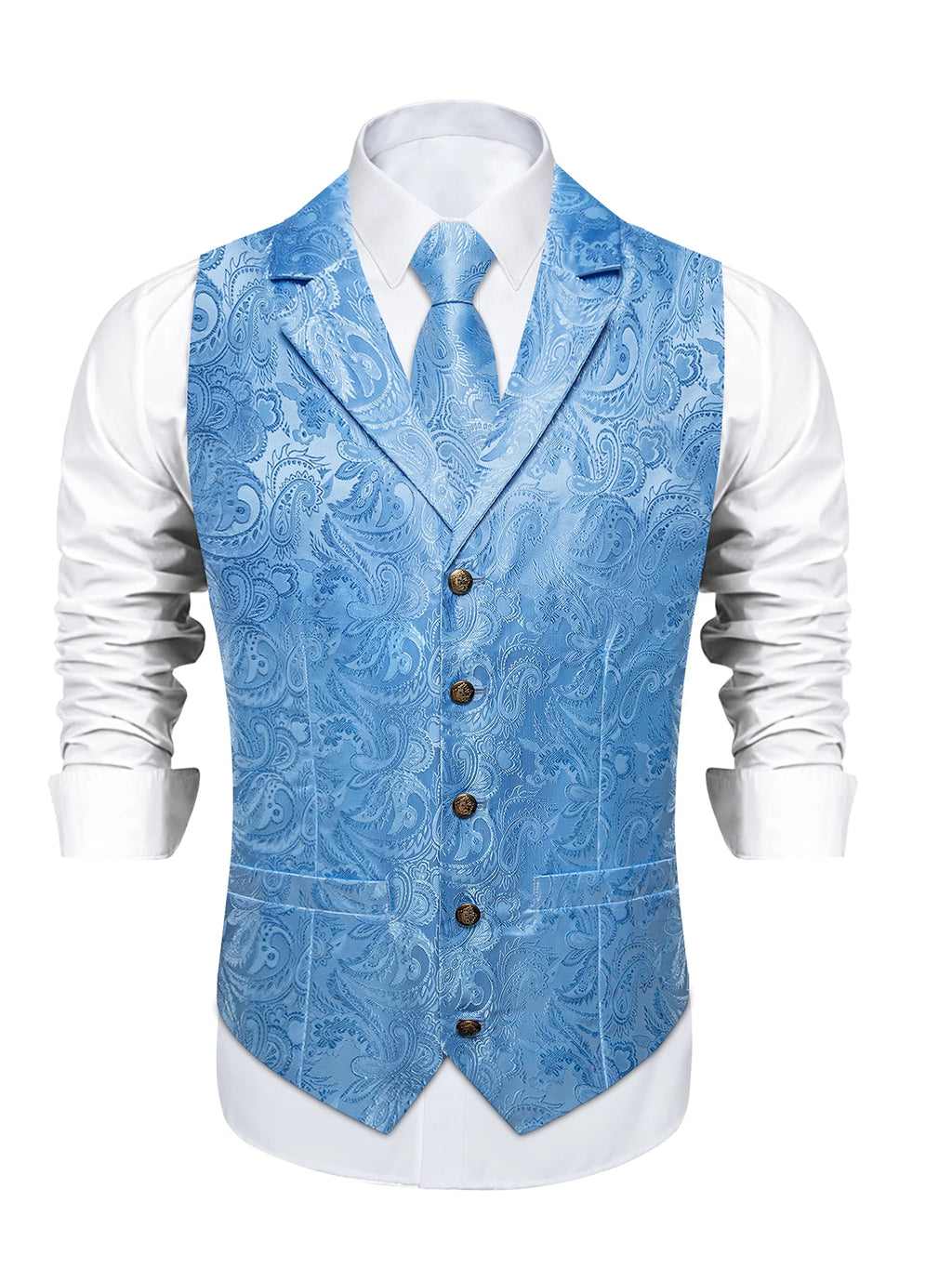 Men's Paisley Suit Vest Tie Formal Waistcoat Matching Necktie Qme
