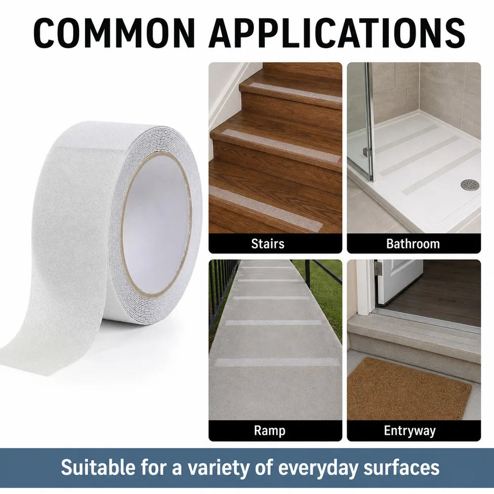 5m Transparent Anti Slip Tape Waterproof Non Slip Stair Treads For Bathroom Kitchen Floor PVC Heavy Duty Grip Tape Qme