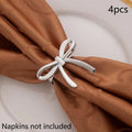 Gold Bow Napkin Ring Reusable Holder Suitable Valentine's Day Parties Qme A2