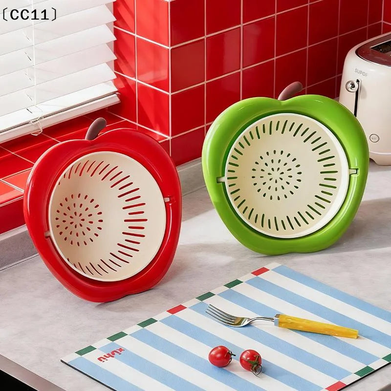 Cute Fruit-shaped Drain Basket Fruit Washing Basin Thickened Qme