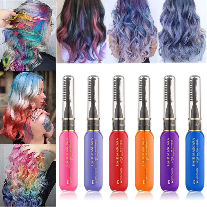 13 Colors One-off Hairs Color Disposable Hair Coloured Mascara Beauty Tool Washable Non-toxic DIY Hair Wax Blue Grey Purple Qme