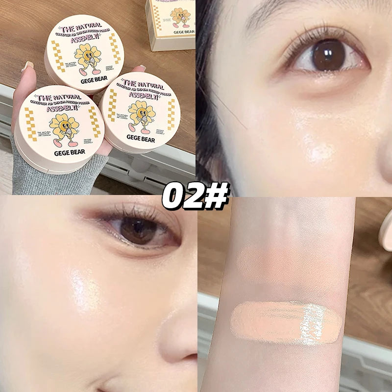 2-in-1 Double Layer Cushion Foundation Pressed Powder Natural Lasting Qme GX2059-2
