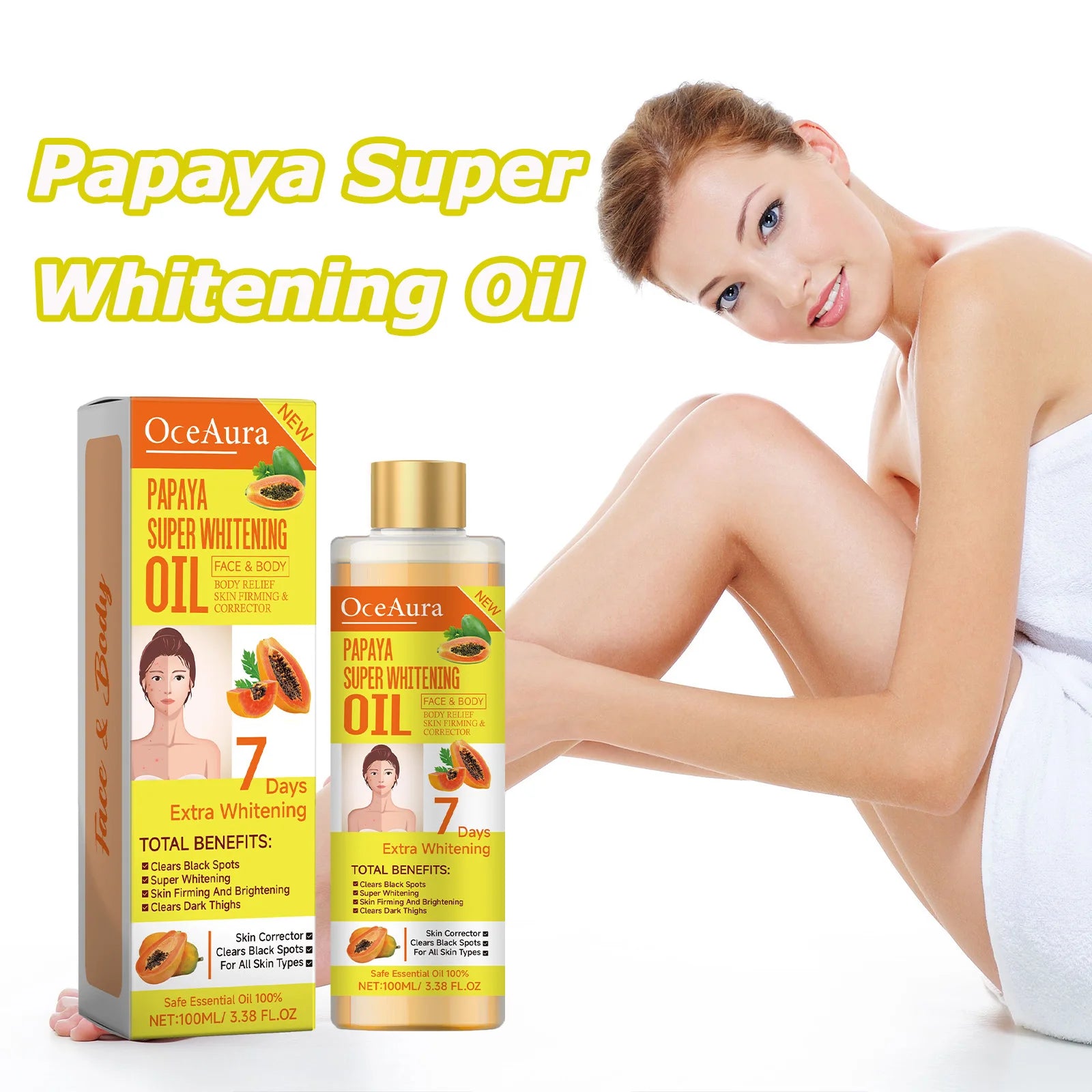 Papaya Whitening Body Oil Nourishing Brightening Skin Care Relaxing Muscle Smoothing Moisturizing Body Massage Skin Papaya Oil Qme