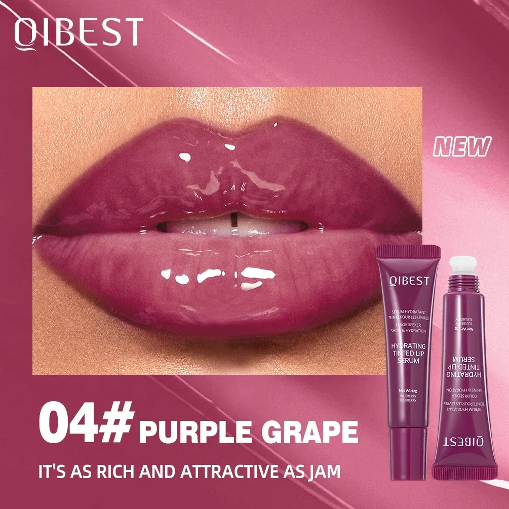 QIBEST Watery Crysta Lip Glaze Moisturizing Serum Brightening Lip Color Jelly Lip Gloss Glass Long Lasting Lip Oil Tint Cosmetic Qme 04