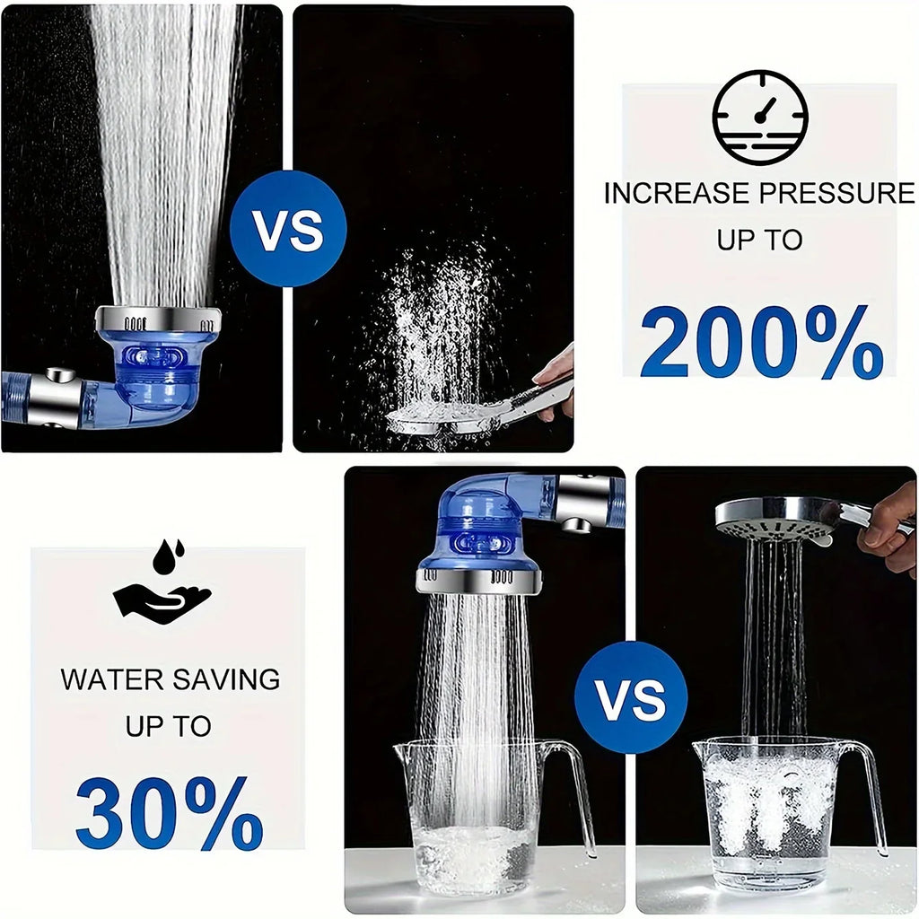 High-Pressure 3-Mode One-Click Water Stop Showerhead - Multi-Functional Handheld Filter Sprayer with Adjustable Settings Qme