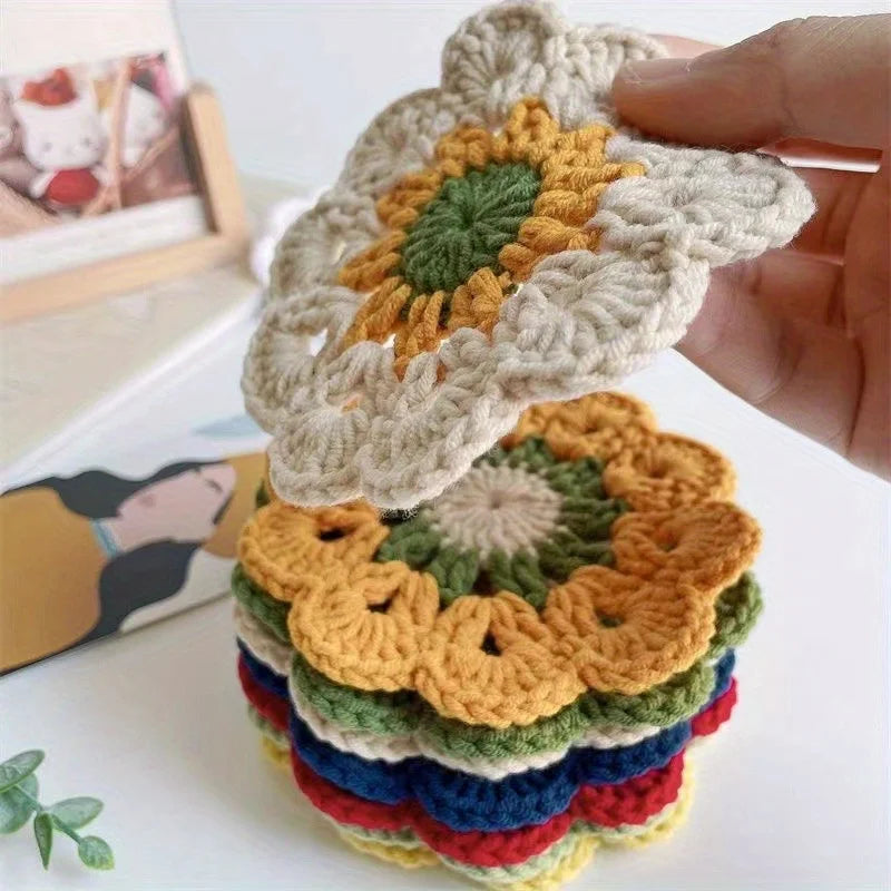 3pcs 100% handmade crochet coasters, ladies' fun gift, cute 3-piece coaster set Qme