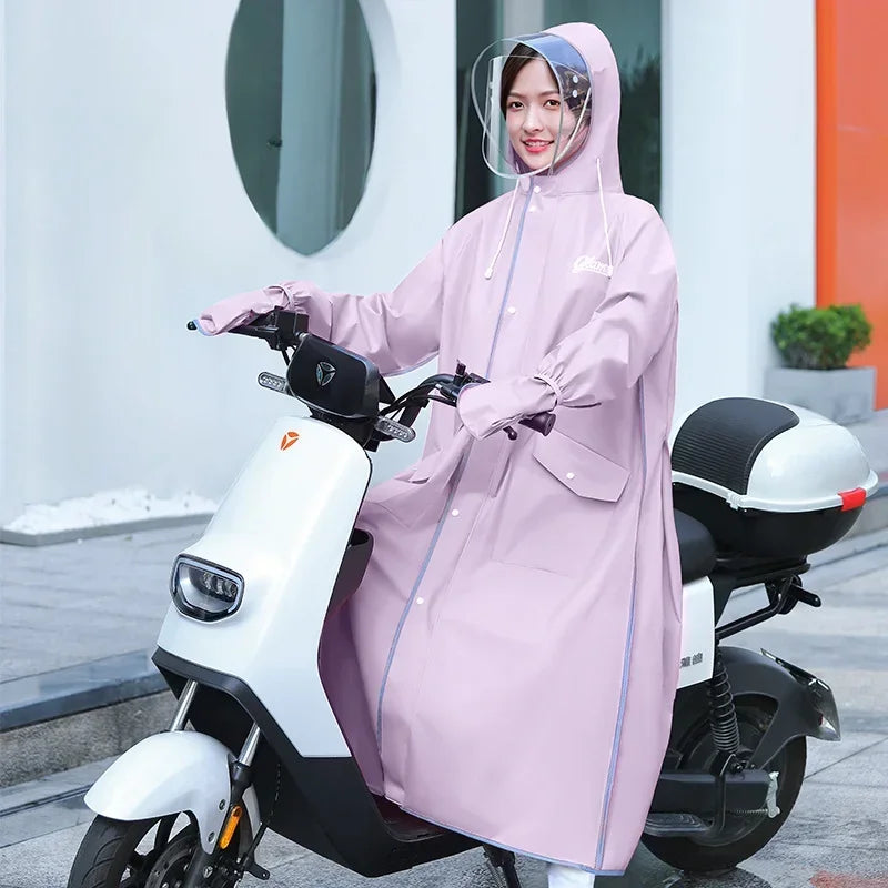 Full body rain proof high - grade single person raincoat for electric vehicles and motorcycles, fashionable raincoat Qme