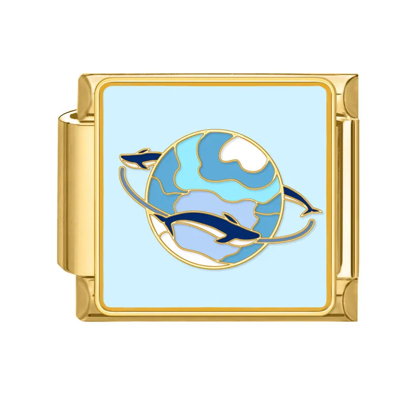 2025 Women Fashion Heart Taichi Blue Sea Scenery Moon Flower Night Sky Italian Charms Fit 9mm Stainless Steel Bracelet Jewelry Qme Style 2