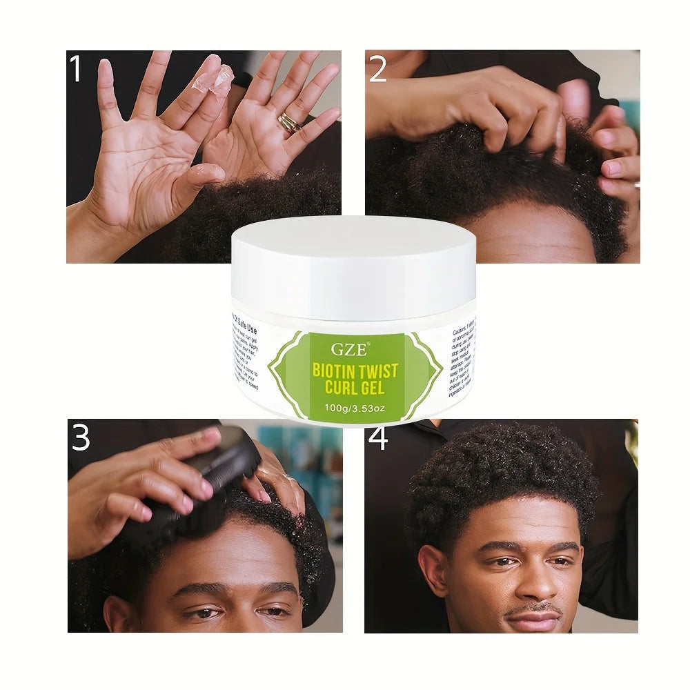 GZE Biotin Twist Curl Gel Hair Growth - Hydrating Styling Gel with Biotin for Stronger, Healthier Hair - Defines Curls Qme