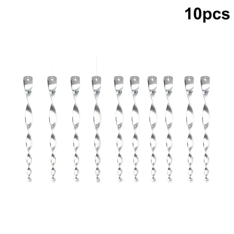 6/10/12Pcs Sparkling Bird Repellent Spiral Reflectors Silvery PS Hanging Deterrents For Garden Scare Away Woodpeckers Pigeons Qme 10pcs Silver