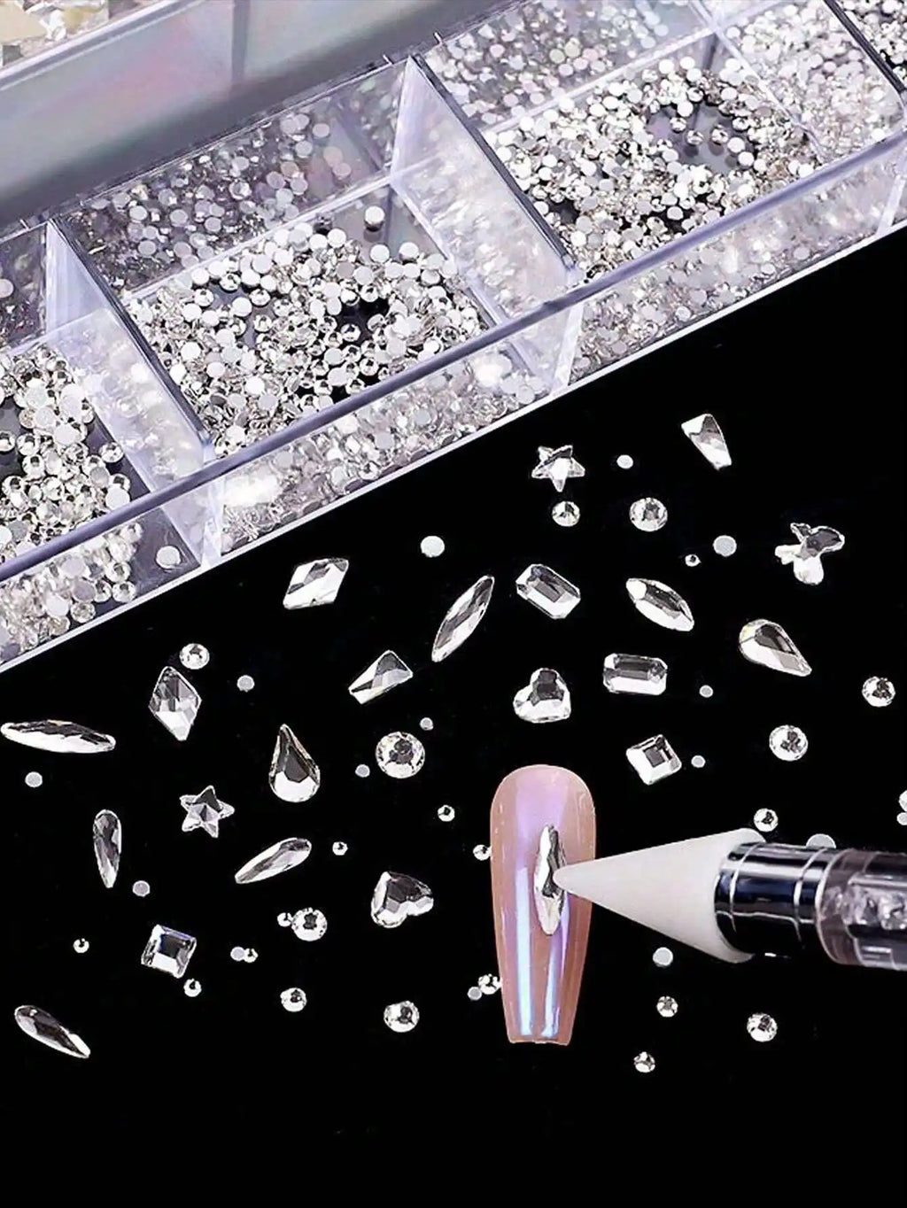 21 Grids Diamond Jewelry Nail Art Decorations Ab Flat Bottom Drill Qme