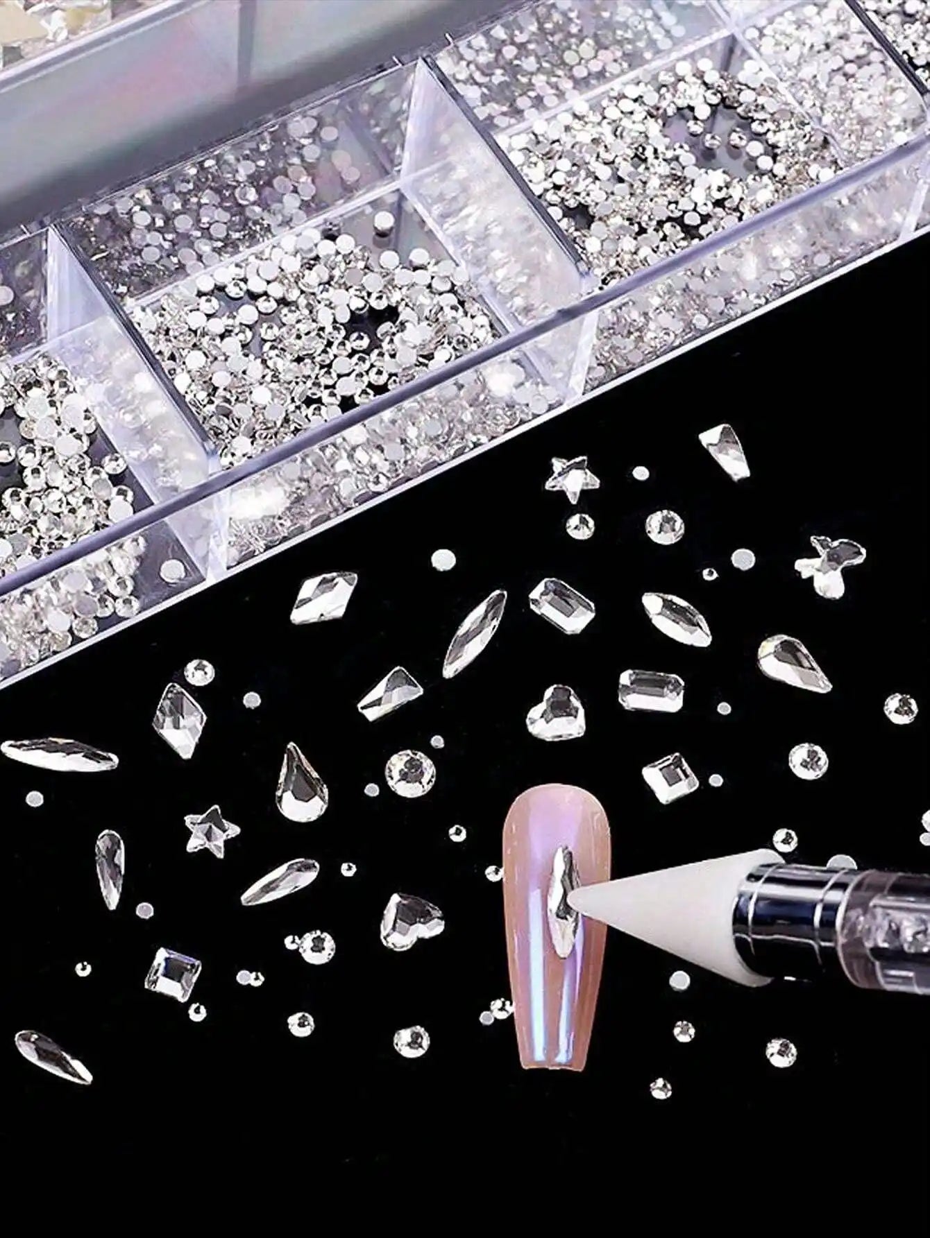 21 Grids Diamond Jewelry Nail Art Decorations Ab Flat Bottom Drill Qme