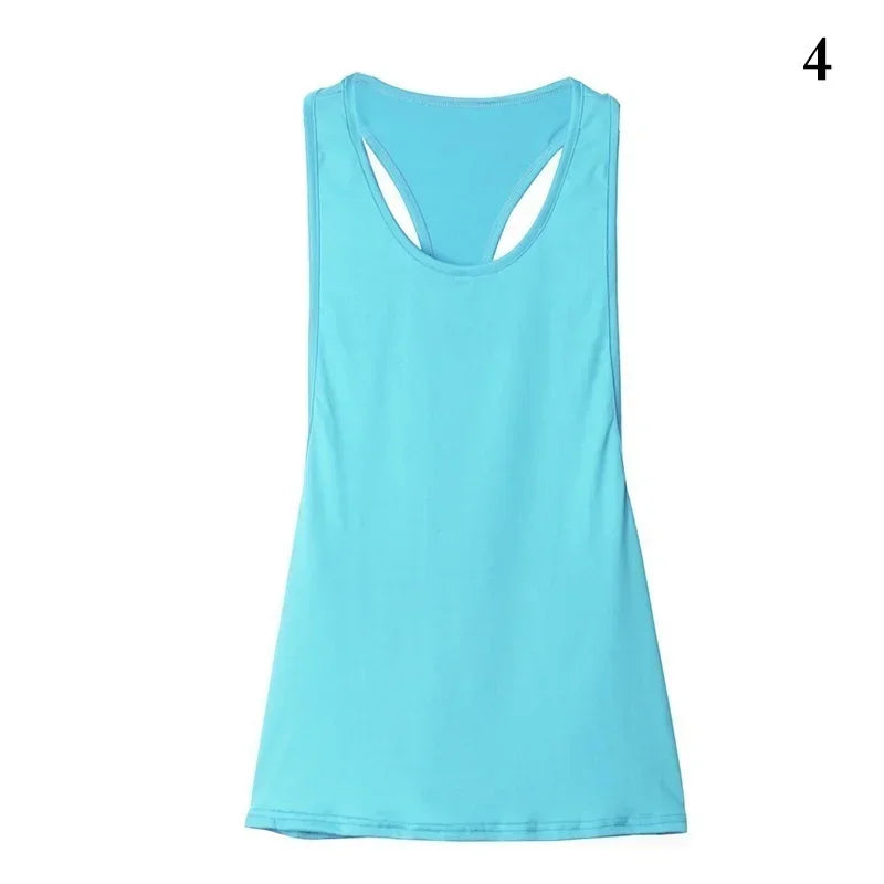 Sports Overshirt Women's Fitness Tank Back T-shaped Quick Dried Slim Qme lightblue S