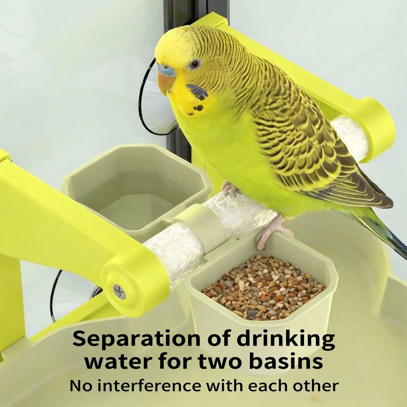 Bird Perch Stand Suction Cup Feeding Bowl Conure Cage Parrot Parakeet Qme
