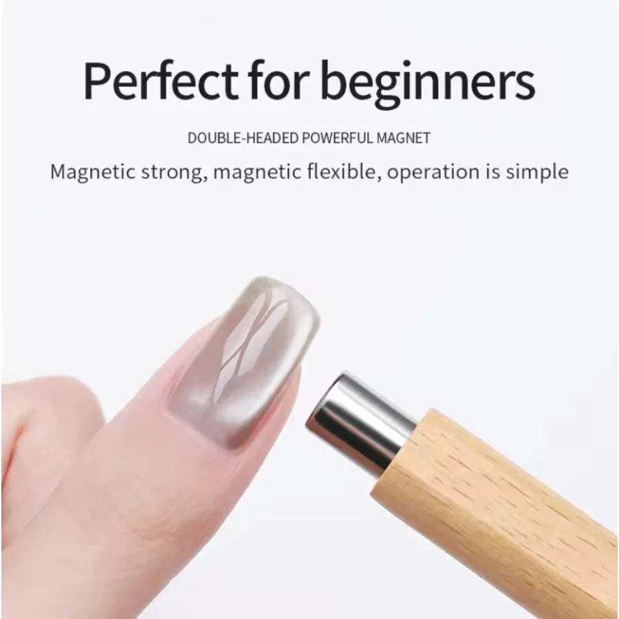 Wooden Nail Art Magnets Double-end Magnet Effects Magnetic Bar Cat's Qme