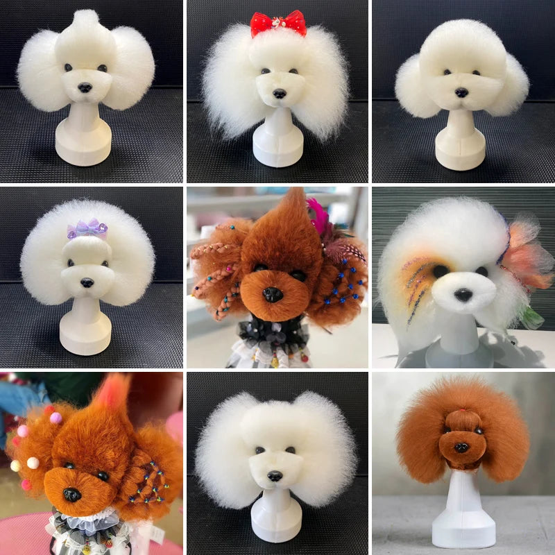 Teddy Pet Simulated Head Hair Fake Dog Head Model Beautician Practice Cutting Dog Hair Dog Body Wig Pet Grooming Student Study Qme