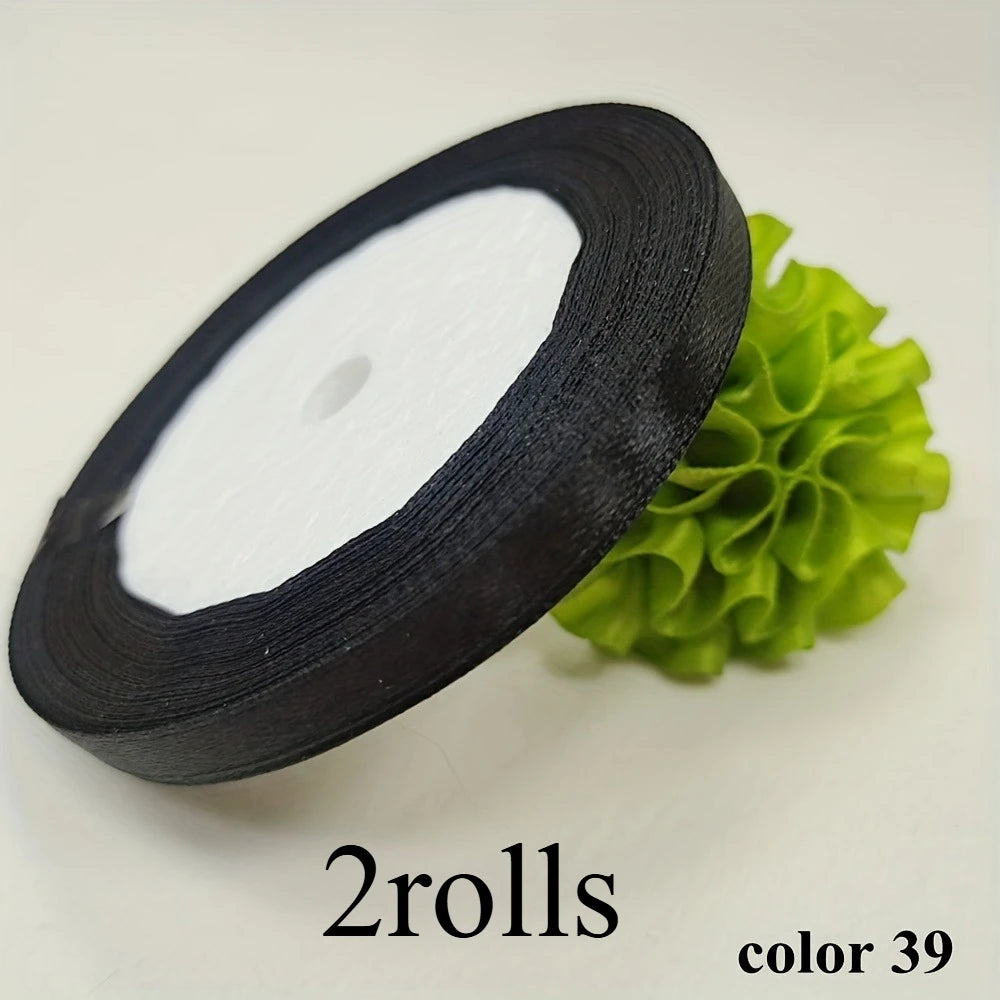 Lace ribbon - Smooth surface - Suitable for wedding decorations, gift packaging, hair bun bows, birthday party decorations Qme black L