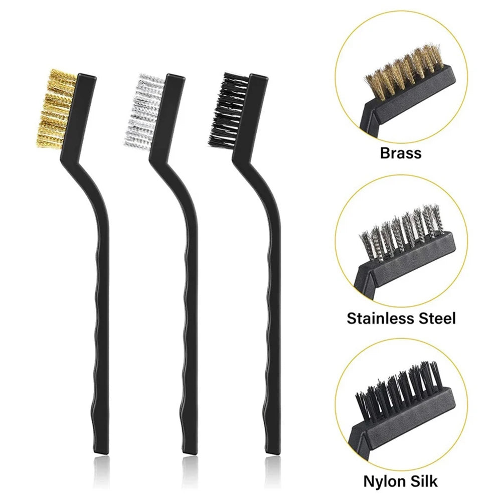 1pc 7" Stainless Steel Copper Nylon Wire Brush Rust Scrub Remove Cleaning Tools Ndustrial Metal Rust Polishing Burring Tools Qme
