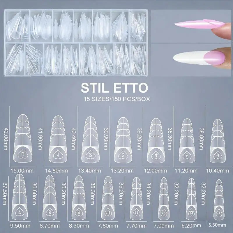 Clear Dual Nail Forms Pre-printed Guides Multiple Sizes Home Portable Qme A3