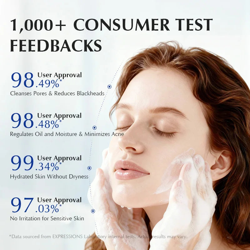 Korean Facial Cleanser Salicylic Acid Niacinamide Blue Lotus Extract Qme